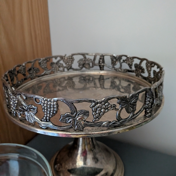 Godinger Other - Vintage-Inspired Silver Cake Stand with Grape Motif